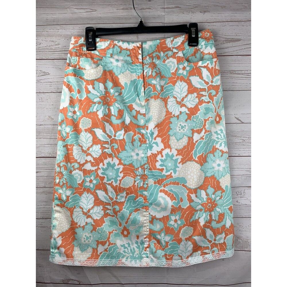 TIBI Skirt Womens size 8 Floral Pencil Green Pink‎ Lightweight Casual